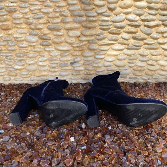Steven Madden Blue Edit Zip Up Velvet Block Heel Ankle Boots Sz 7 EUC - Picture 5 of 9